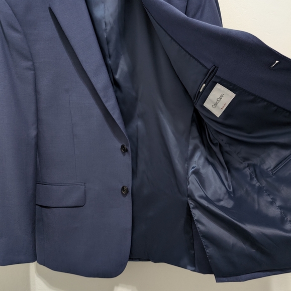 ‼️SOLD‼️ 100% Wool Calvin Klein Men's Blue Suit Formal Slim Fit 42S, 34X30 - Picture 9 of 11